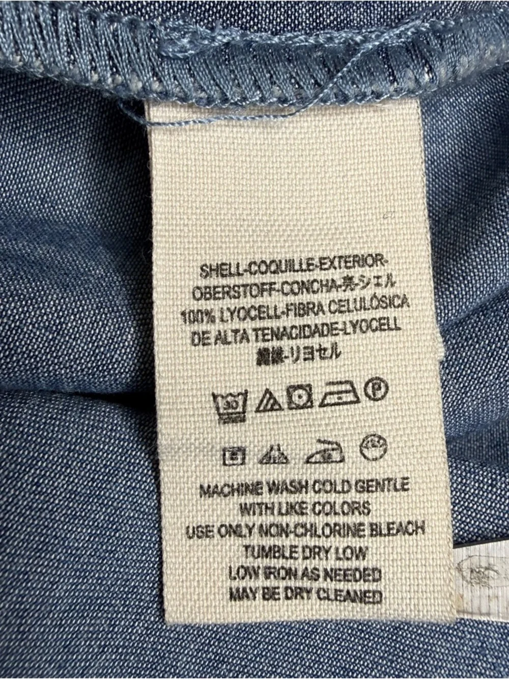 FREE PEOPLE 100% Lyocell Lightweight Boho Light Wash Relaxed Fit Jacket  Sz L - Picture 11 of 14